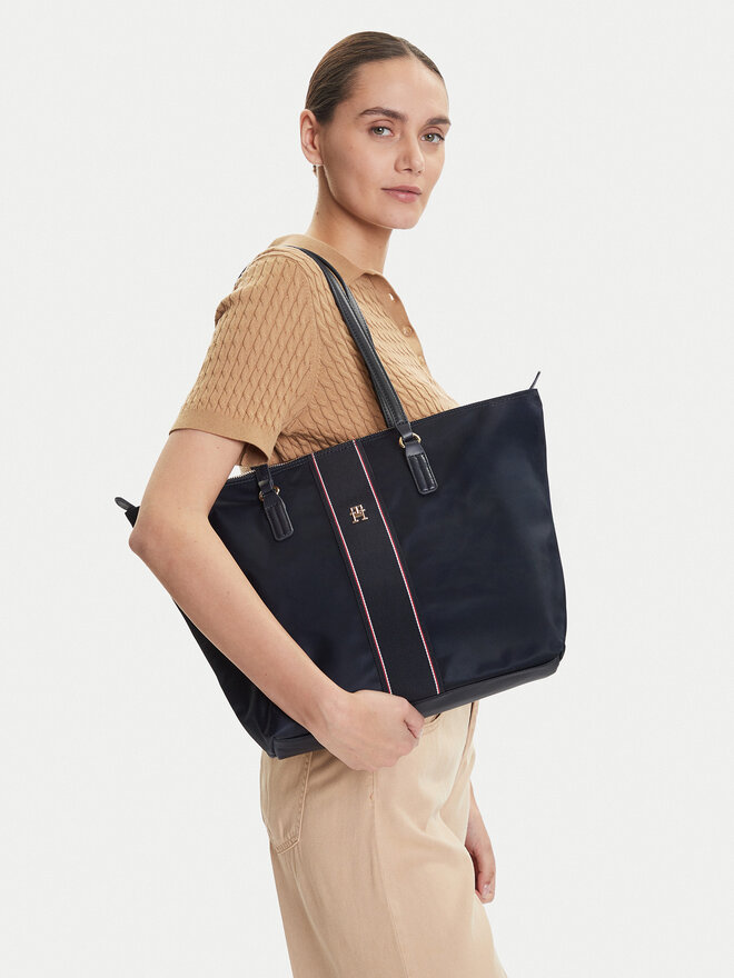 Tommy Hilfiger Táska Tommy Hilfiger Poppy Tote Corp AW0AW17205 Sötétkék