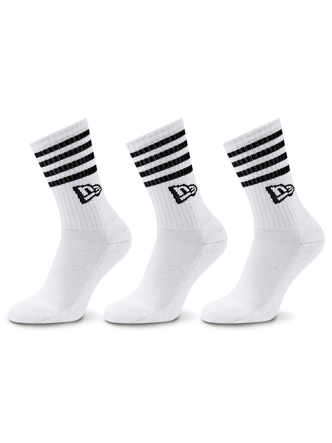 New Era 3 pár uniszex hosszú szárú zokni New Era Stripe Crew 13113626 Fehér