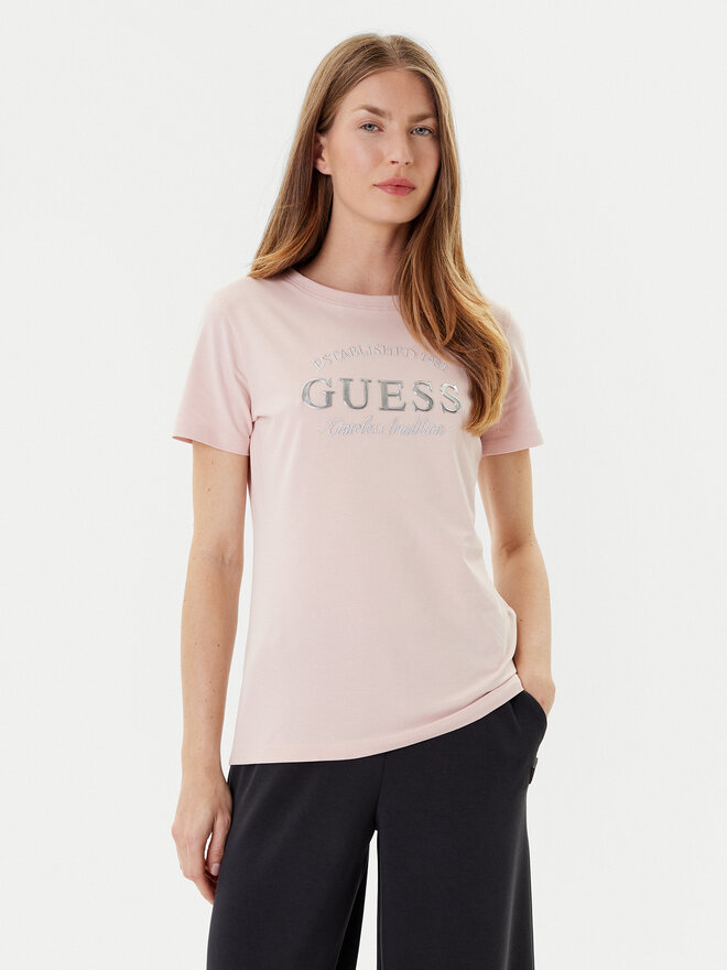 Guess Guess Marškinėliai V5YI12 J1314 Rožinė Regular Fit