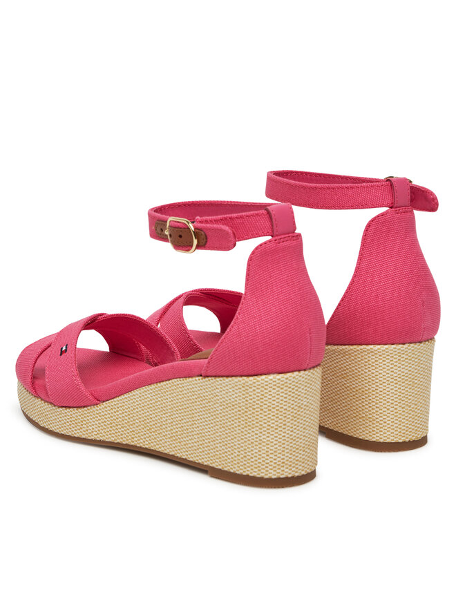 Tommy Hilfiger Sandały Tommy Hilfiger Flag Criss-Cros Mid Wedge Espad FW0FW08481 Różowy