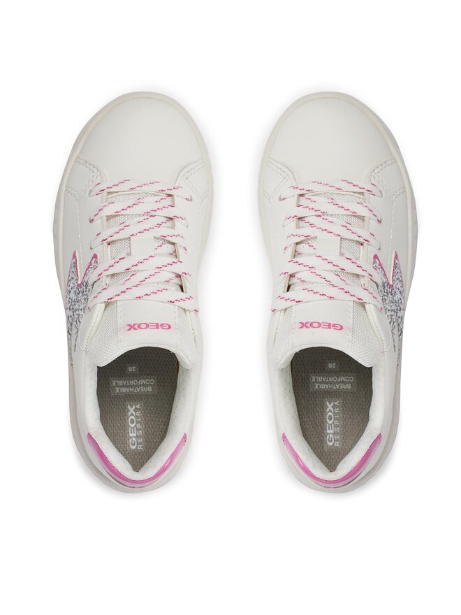 Baskets Geox J Mikiroshi Pour Fille - Cuir Et Paillettes - Confort