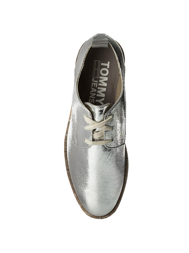 Tommy Jeans Oxford Tommy Jeans Metallic Platform Lace Up Shoe EN0EN00207 Argintiu