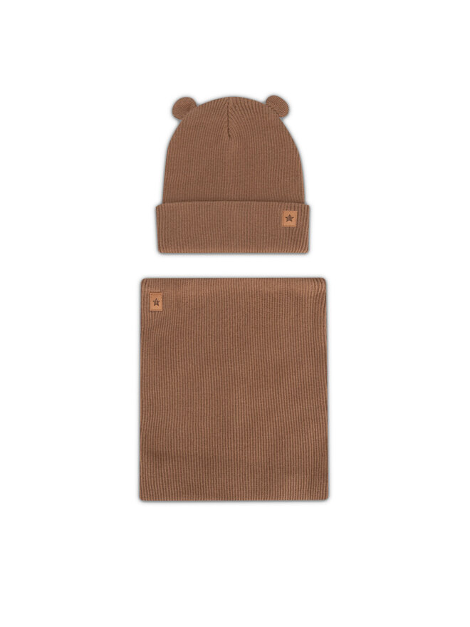 Action Boy Σετ σκούφος και κασκόλ λαιμός Action Boy 8KF-001-AW24 Καφέ