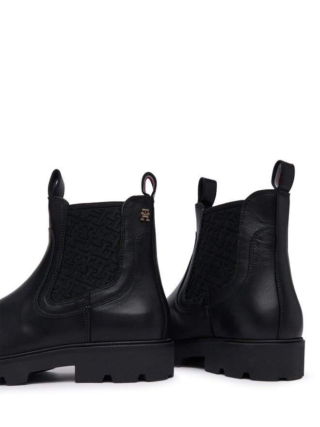 Tommy Hilfiger Klassische Stiefeletten Tommy Hilfiger Th Monogram Leather Chelsea Boot FW0FW09562 Schwarz