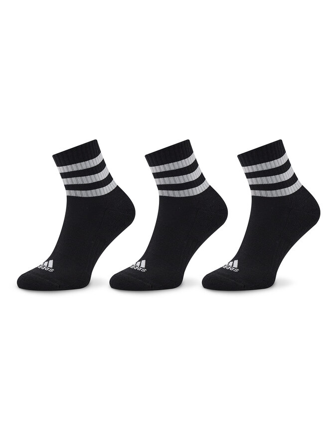 adidas Kurze Socken adidas 3-Stripes Cushioned Sportswear Mid-Cut Socks 3 Pairs IC1317 Schwarz