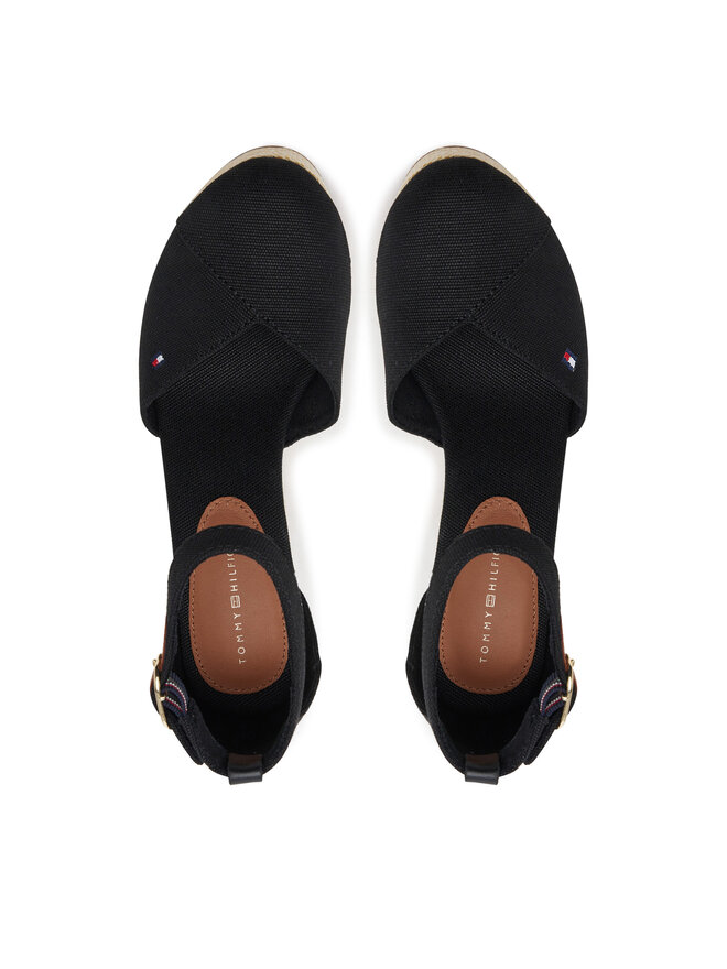 Tommy Hilfiger Pusbačiai Tommy Hilfiger Flag High Wedge Espad Closed Toe FW0FW08494 Juoda