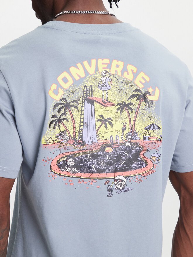 Converse Converse Camiseta Skeleton Party 10027726-A03 Celeste Regular Fit