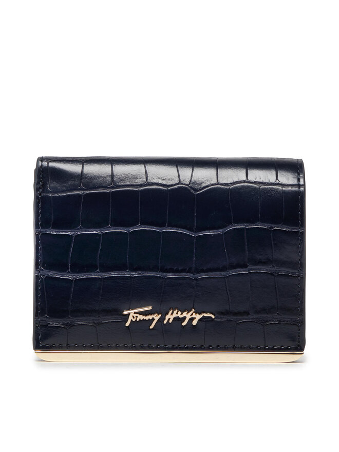 Tommy Hilfiger Maža Moteriška Piniginė Tommy Hilfiger Modern Small Wallet Croc AW0AW11770 Tamsiai mėlyna