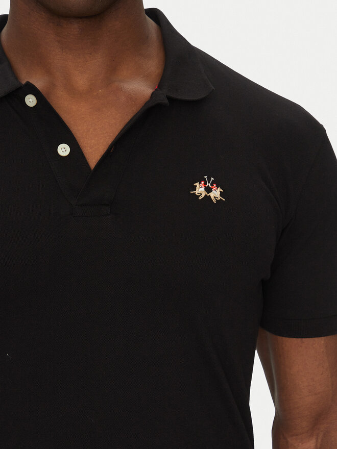 La Martina La Martina Poloshirt Piquet CCMP02 PK001 Schwarz Slim Fit