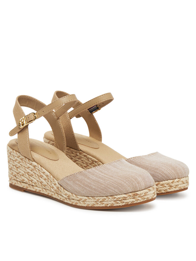 Tommy Hilfiger Espadryle Tommy Hilfiger Chambray Mid Wedge Espad FW0FW08477 Beżowy