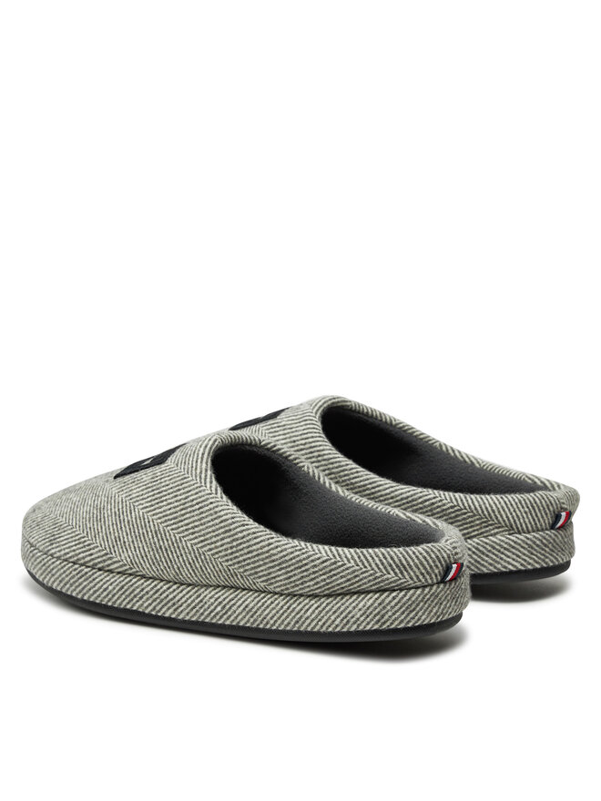 Tommy Hilfiger Papuče Tommy Hilfiger Flag Herringbone House Shoe FM0FM05304 Siva