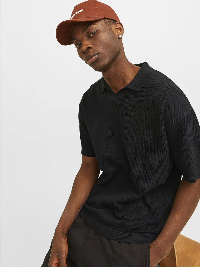 Jack&Jones Jack&Jones Polo Linen 12252748 Μαύρο Regular Fit