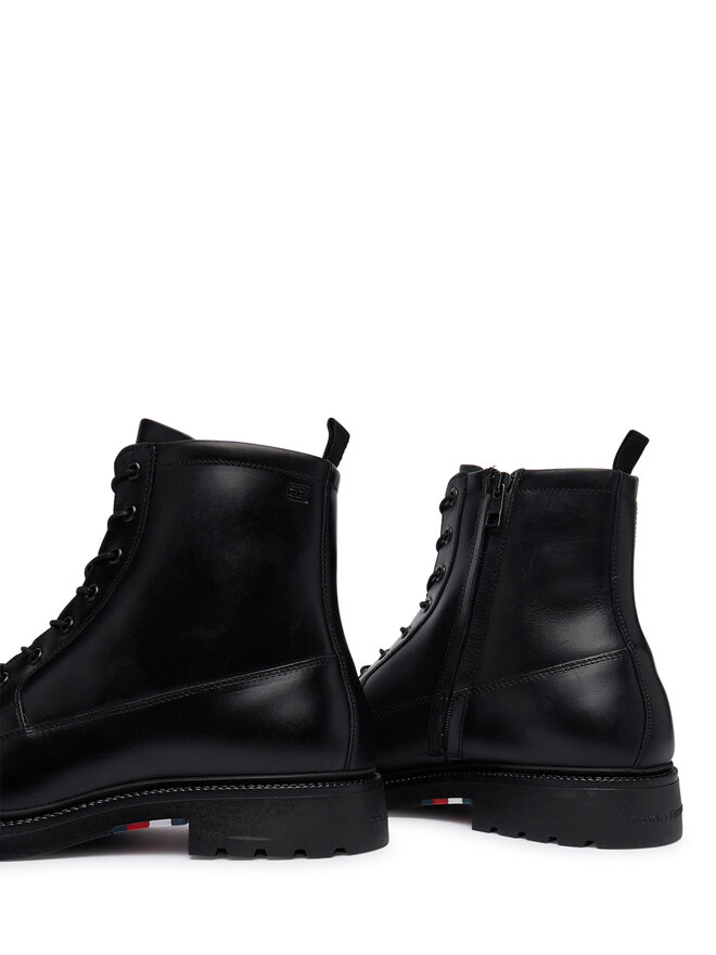 Tommy Hilfiger Schnürschuhe Tommy Hilfiger Corporate Casual Lth Boot FM0FM06174 Schwarz