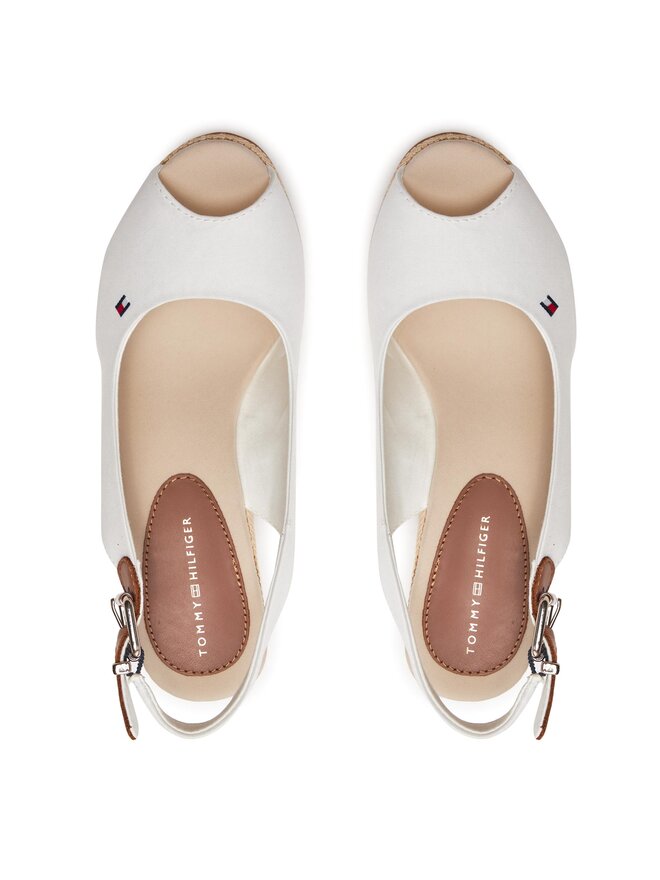 Tommy Hilfiger Sandalias Tommy Hilfiger Iconic Elena Sling Back Wedge FW0FW04789 Écru