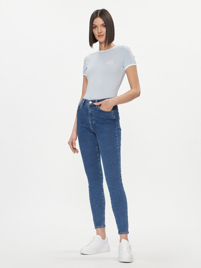 Tommy Jeans Tommy Jeans Marškinėliai Signature DW0DW17377 Žydra Slim Fit