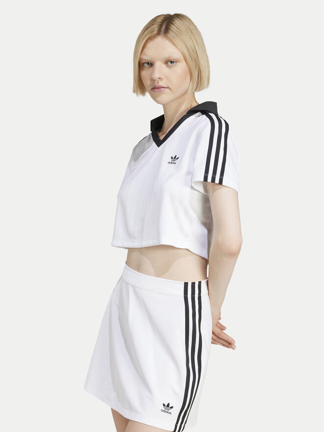 adidas adidas Marškinėliai adicolor Football Jacquard JD2608 Balta Slim Fit