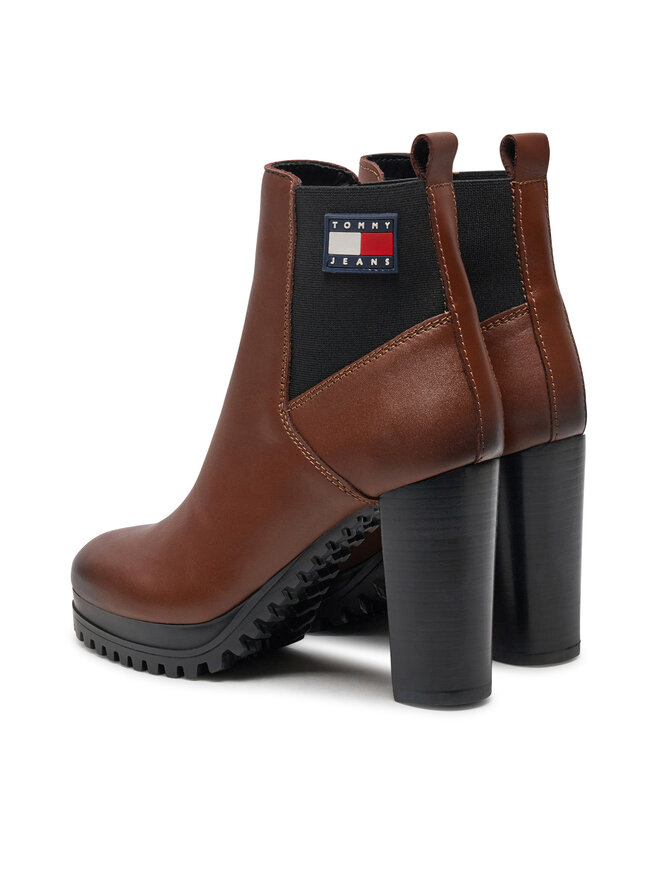 Tommy Jeans Členková obuv Tommy Jeans Tjw New Ess High Heel Boot EN0EN02439 Hnedá