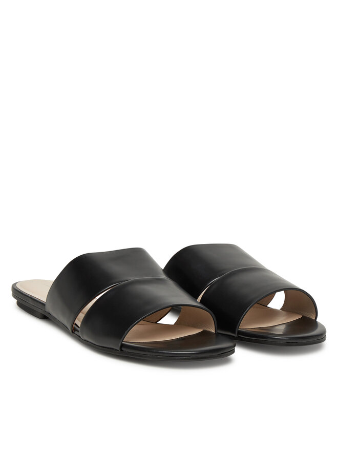 Calvin Klein Pantoletten Calvin Klein Flat Slide - Lth 2 Straps HW0HW02365 Schwarz