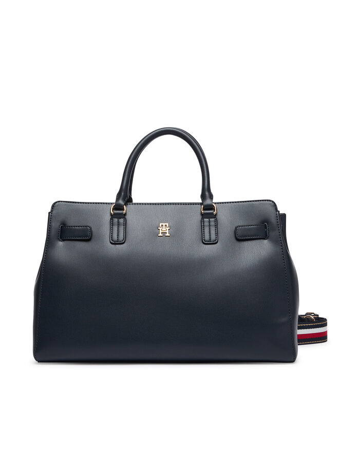 Tommy Hilfiger Handtasche Tommy Hilfiger Th Joy Satchel Corp AW0AW19318 Dunkelblau