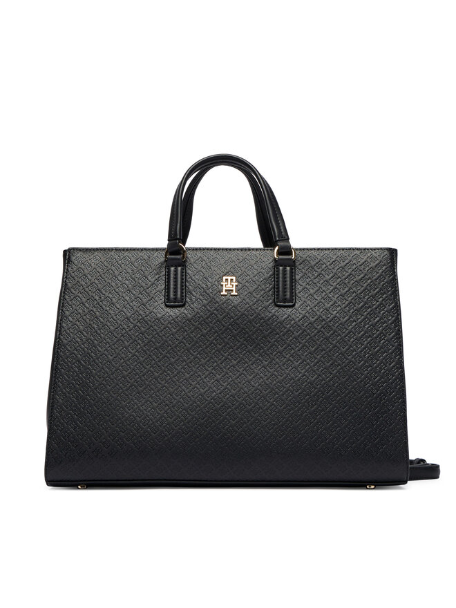 Tommy Hilfiger Handtasche Tommy Hilfiger Th Daily Satchel Mono AW0AW18418 Schwarz