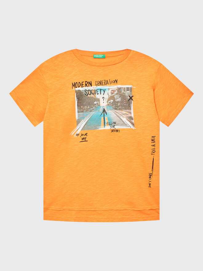 United Colors Of Benetton United Colors Of Benetton Marškinėliai 3BR4C10AD Oranžinė Regular Fit