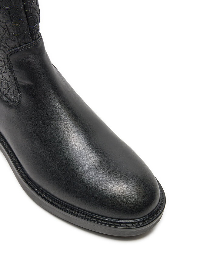 Calvin Klein Μποτάκια Calvin Klein Flat Ankle Boot Mono Mix HW0HW02195 Μαύρο