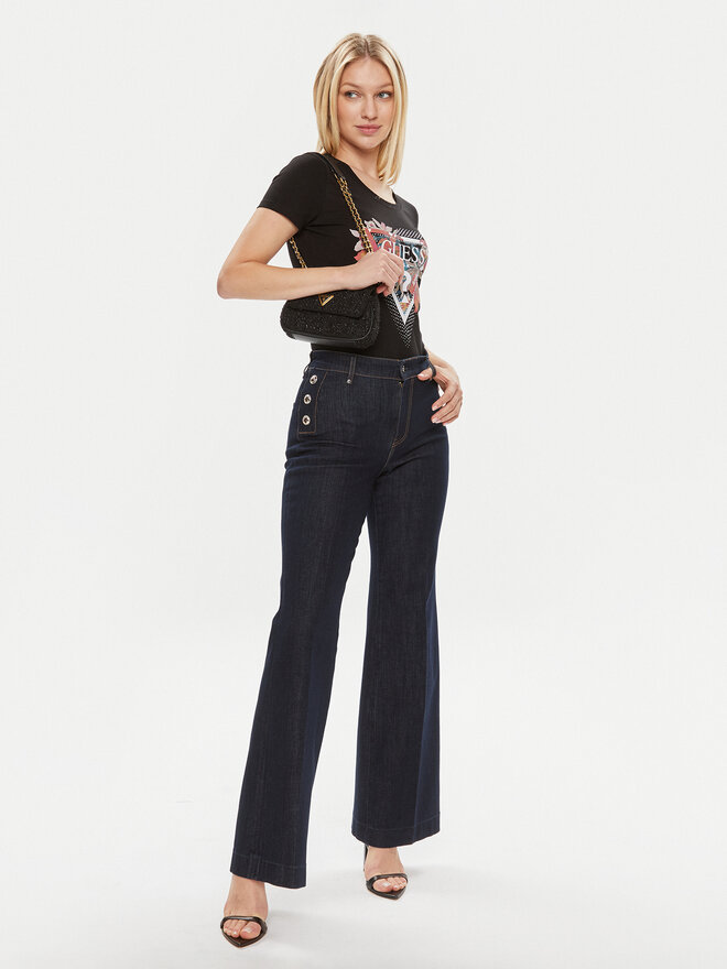 Guess Guess Marškinėliai Ss Cn Tropical Train W4GI62 J1314 Juoda Slim Fit
