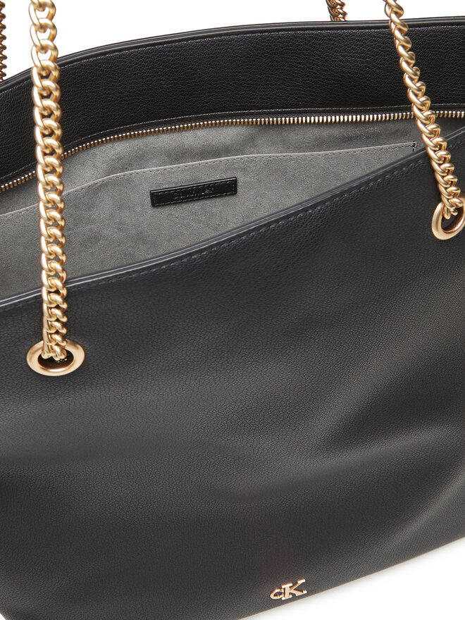 Calvin Klein Kabelka Calvin Klein Minimal Monogram Chain Tote LV04F3204G Černá