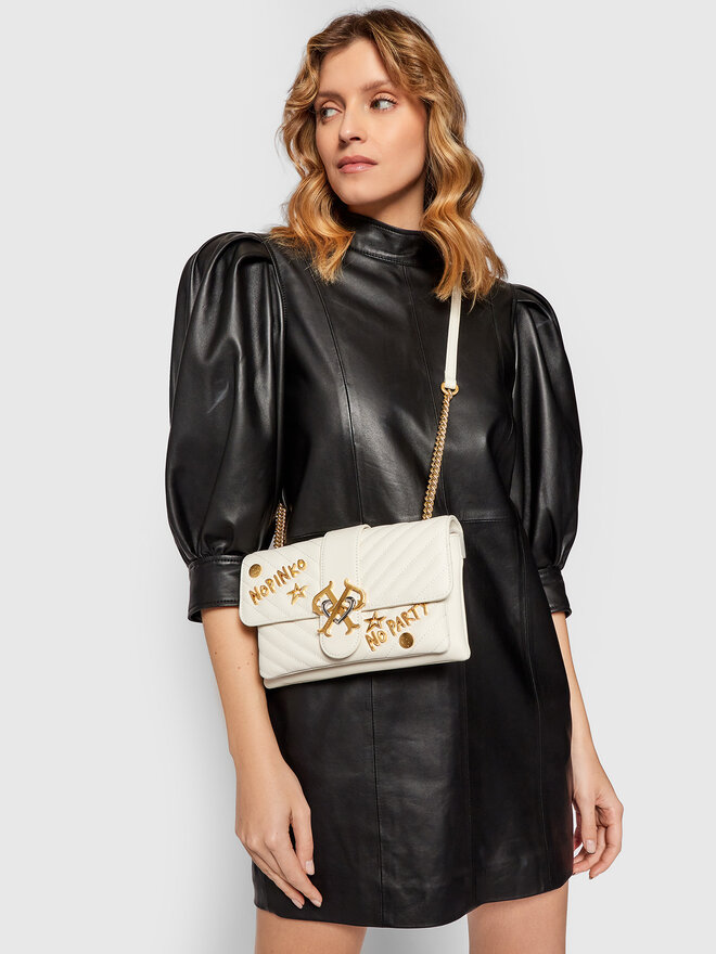 Handtasche Pinko Double P Mini Soft Party Cl AI 21 22 PLTT 1P22GB Y7GE WeiB eschuhe.at