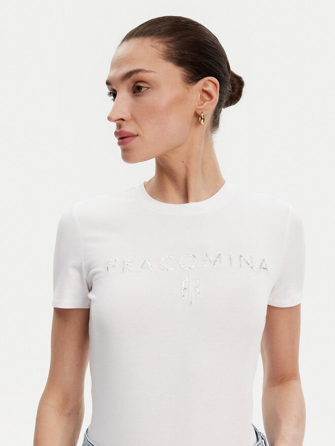 Fracomina Fracomina T-Shirt FP25ST3011J449N5 Λευκό Slim Fit