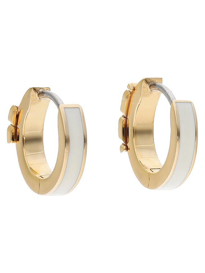 Tory Burch Σκουλαρίκια Tory Burch Serif-T Enamel Huggie Hoop Earring 64930 Χρυσό