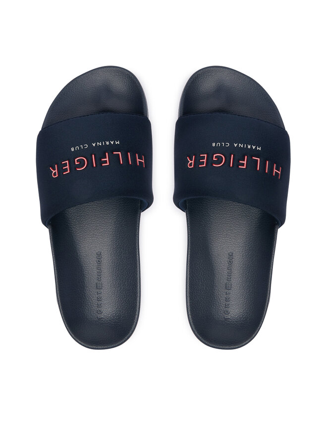 Tommy Hilfiger Pantoletten Tommy Hilfiger Hilifger Neoprene Pool Slide FM0FM05898 Dunkelblau