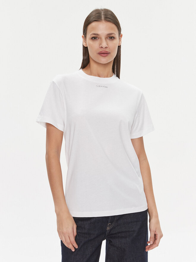 Calvin Klein Calvin Klein T-Shirt Metallic Micro Logo T Shirt K20K206967 Λευκό Regular Fit
