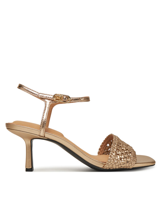 Tommy Hilfiger Sandały Tommy Hilfiger Metallic Lthr Kitten Sandal FW0FW08611 Złoty
