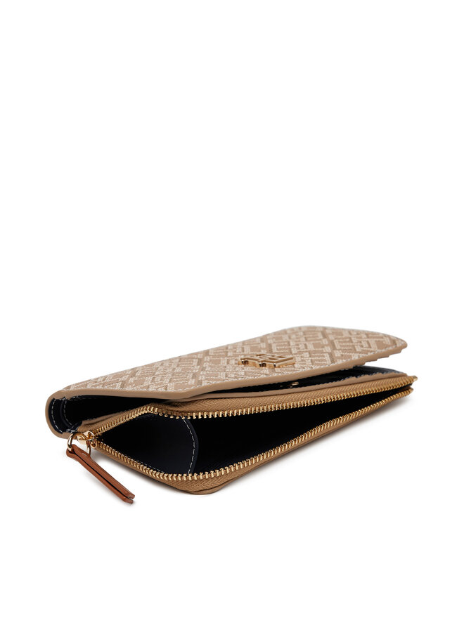 Tommy Hilfiger Velká dámská peněženka Tommy Hilfiger Th Monoplay Leather Med 7 Wallet AW0AW17417 Hnědá
