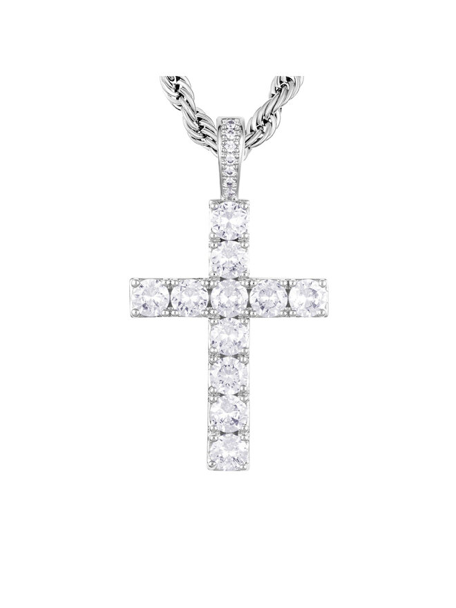 ICED STUFF Ciondolo ICED STUFF Diamond Cross Oro bianco