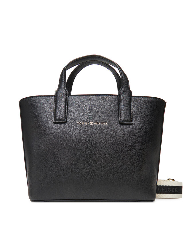 Tommy Hilfiger Kabelka Tommy Hilfiger Th Logotape Mini Tote AW0AW17448 Černá