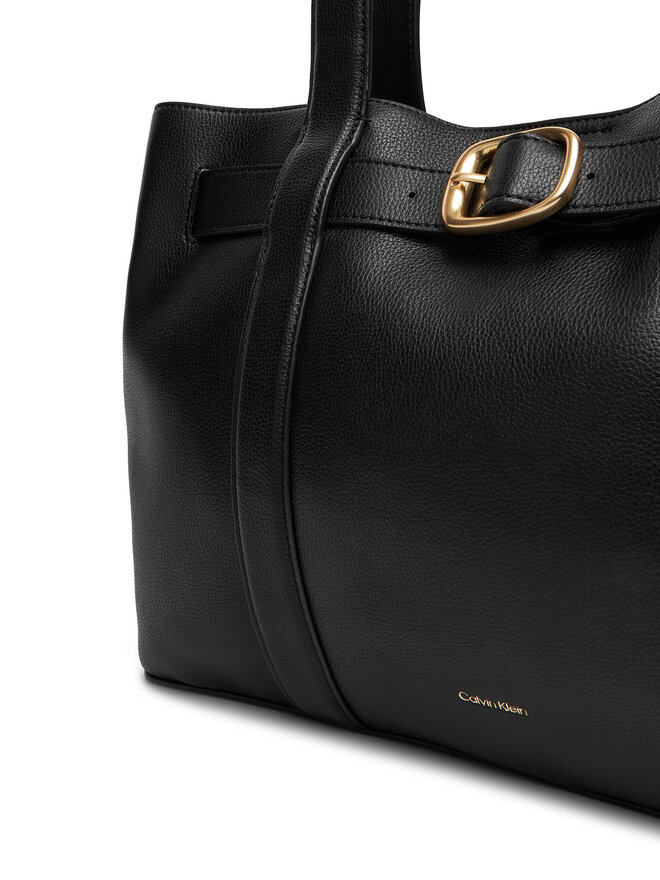 Calvin Klein Handtasche Calvin Klein Buckle Medium Tote LV04F3294G Schwarz
