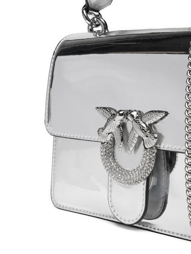 PINKO Kabelka PINKO Love One Top Handle Mini Light AI 24-25 PLTT 100071 A1JD Stříbrná