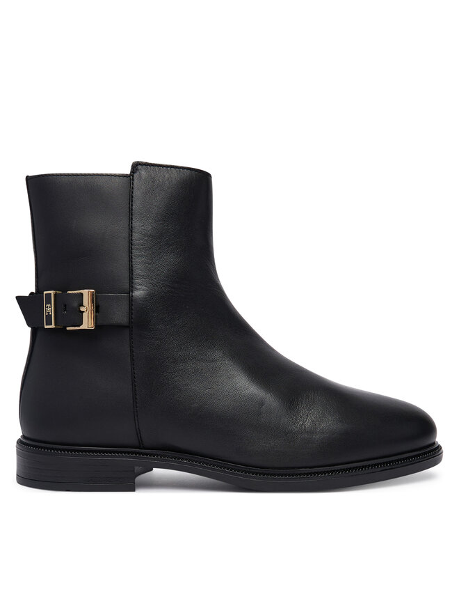 Tommy Hilfiger Stiefeletten Tommy Hilfiger Th Buckle Leather Ankle Boot FW0FW09486 Schwarz