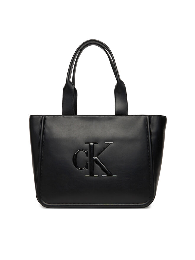 Calvin Klein Handtasche Calvin Klein Bold Ck Medium Tote LV04F3218G Schwarz