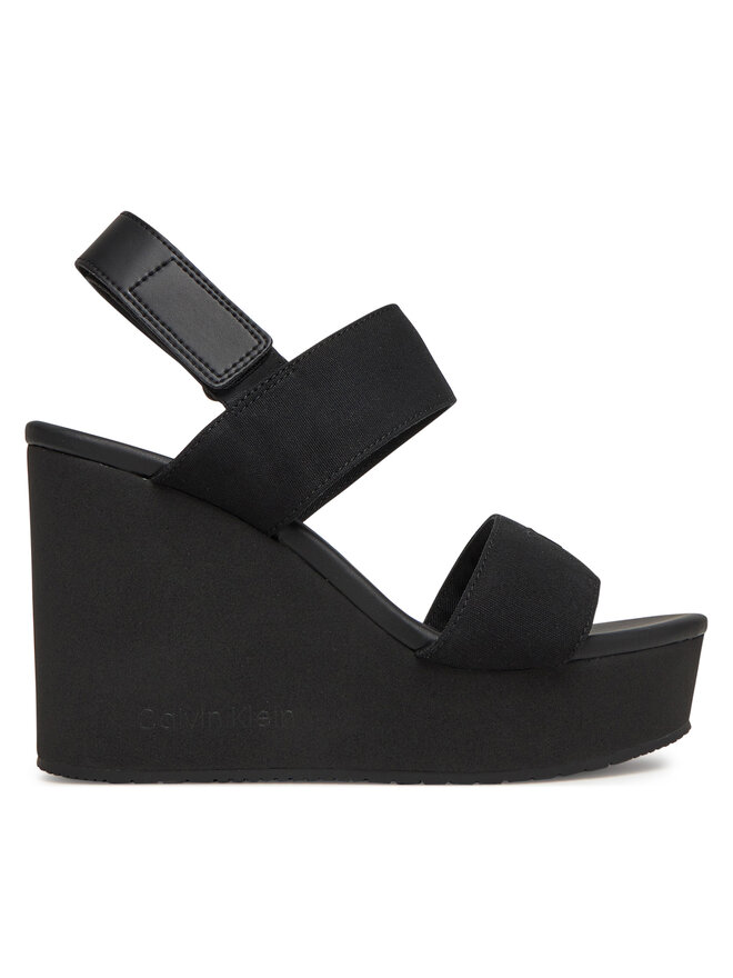 Calvin Klein Jeans Sandały Calvin Klein Jeans Wedge Sandal Webbing In YW0YW01790 Czarny