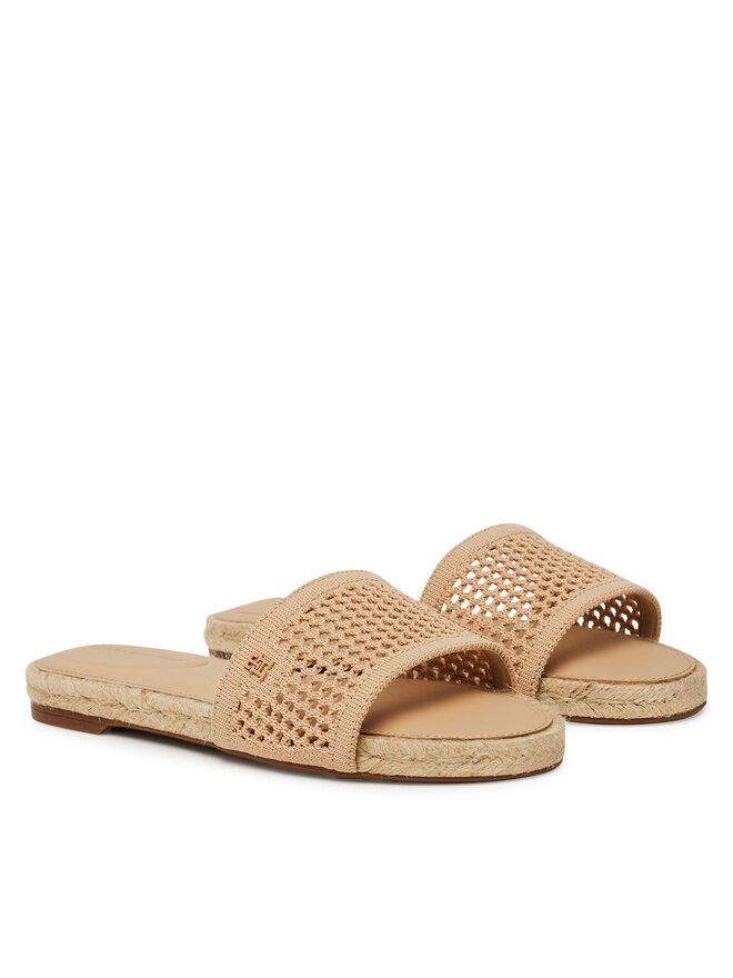 Tommy Hilfiger Еспадрильї Tommy Hilfiger Knit Mesh Espadrille Flat Sandal FW0FW08744 Бежевий