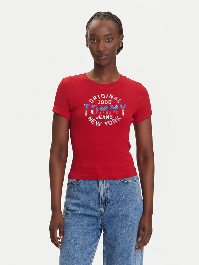 Tommy Jeans Tommy Jeans T-Shirt DW0DW21421 Rot Slim Fit