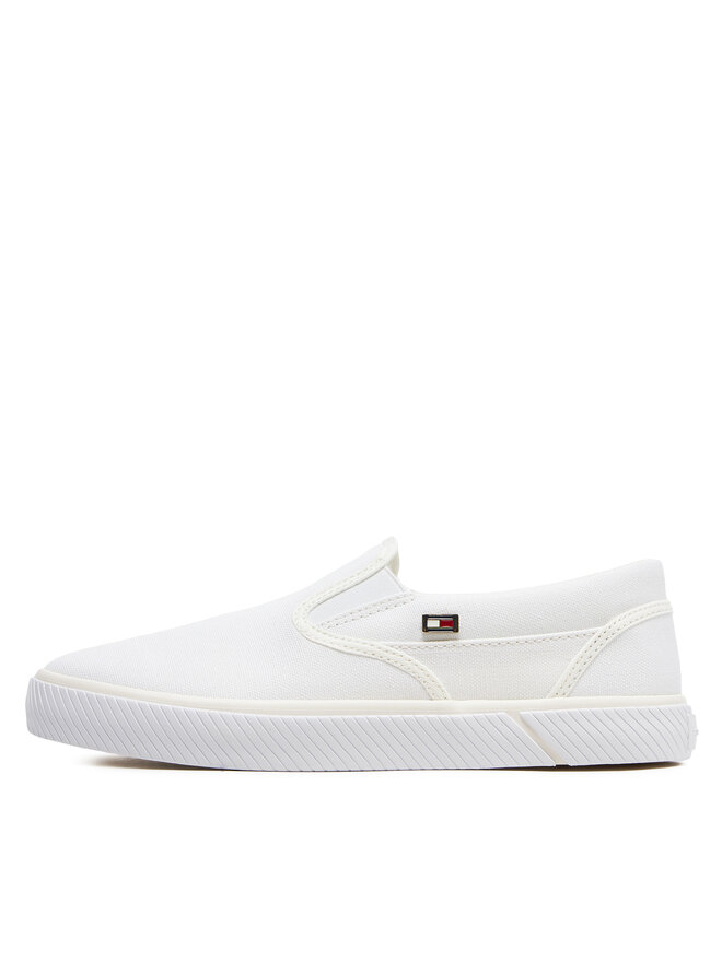 Tommy Hilfiger Tenisky Tommy Hilfiger Vulc Canvas Slip-On Sneaker FW0FW08065 Biela