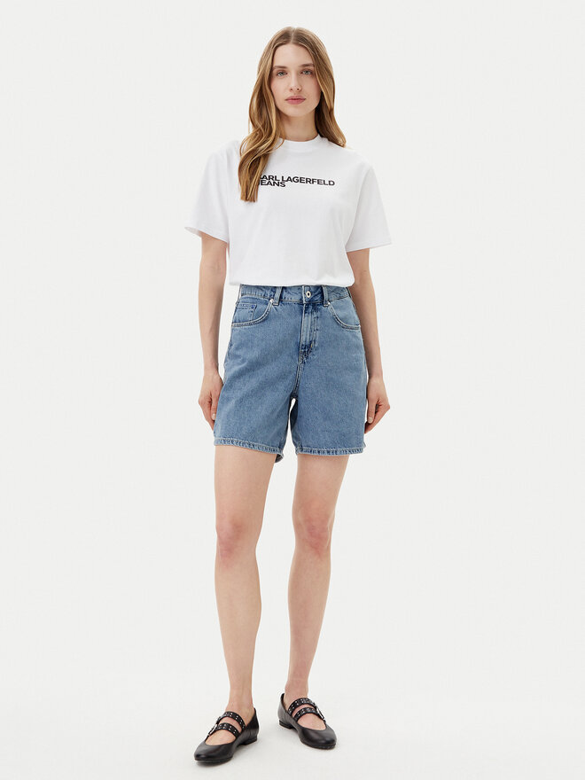 Karl Lagerfeld Jeans Karl Lagerfeld Jeans Marškinėliai A1W17005 Balta Relaxed Fit