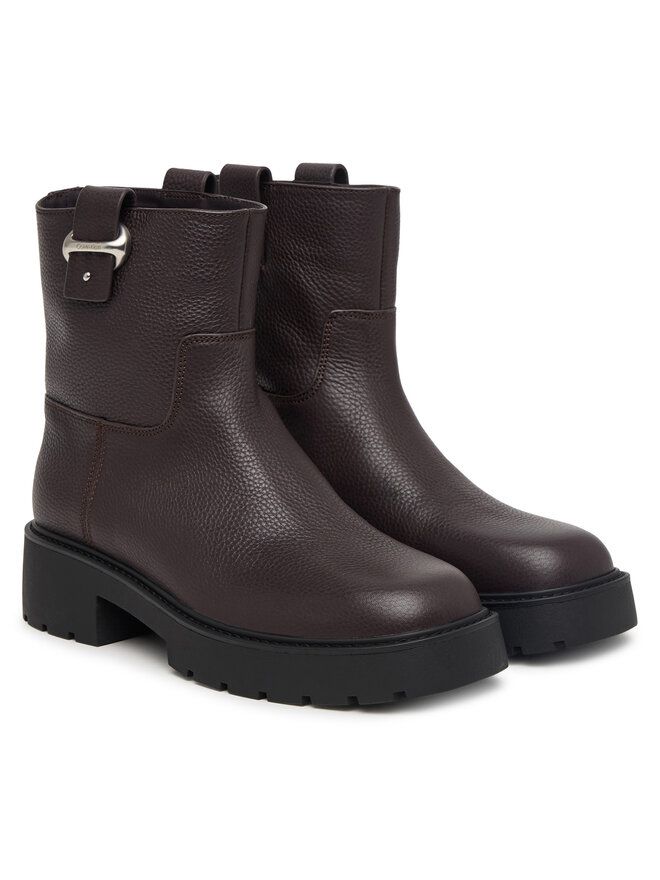 Calvin Klein Stiefeletten Calvin Klein Chunky Ankle Boot Lth Hdw HW0HW03202 Dunkelbraun