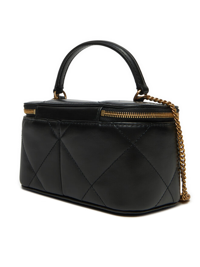 Tory Burch Kabelka Tory Burch Kira Charm Diamond Quilt Vanity Case 162148 Černá