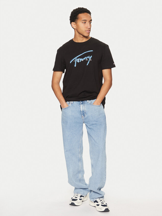 Tommy Jeans Tommy Jeans Marškinėliai Signature DM0DM21109 Juoda Regular Fit