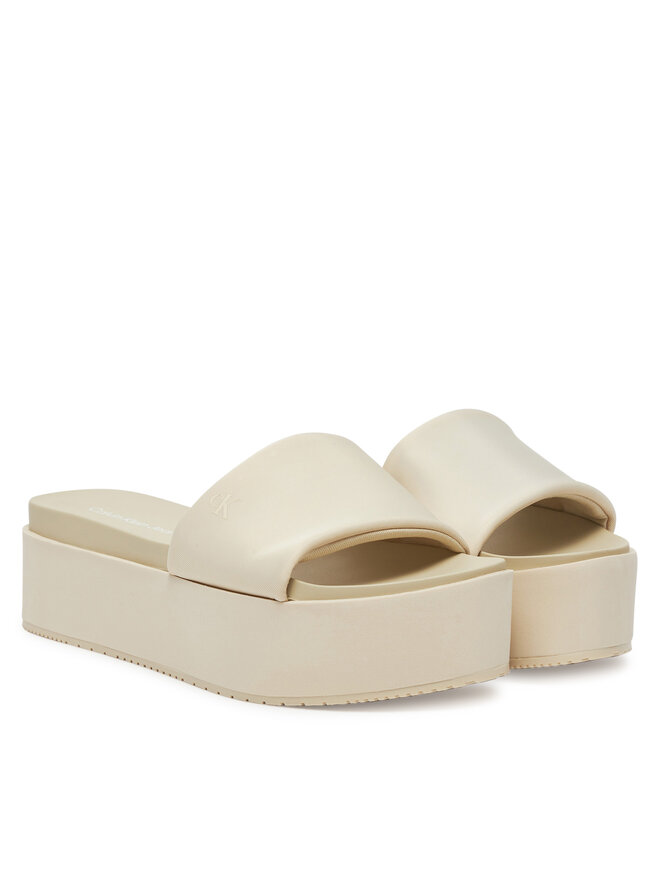 Calvin Klein Jeans Papucs Calvin Klein Jeans Flatform Sandal Slide In Nylon YW0YW01791 Ekru